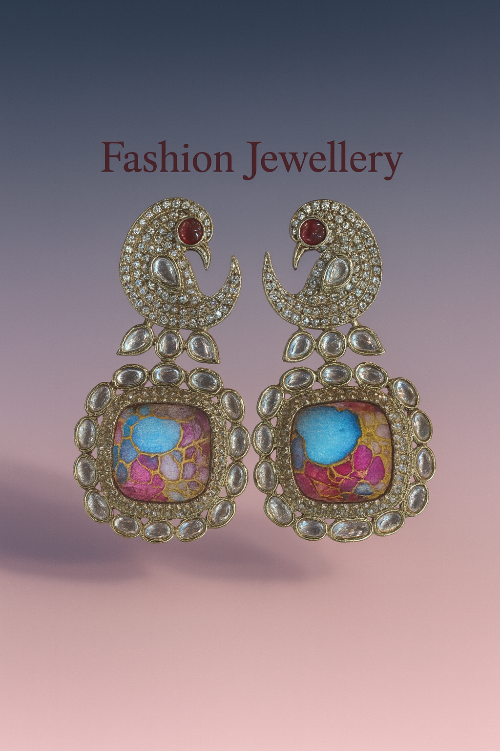 Royal Peacock Gemstone Earrings