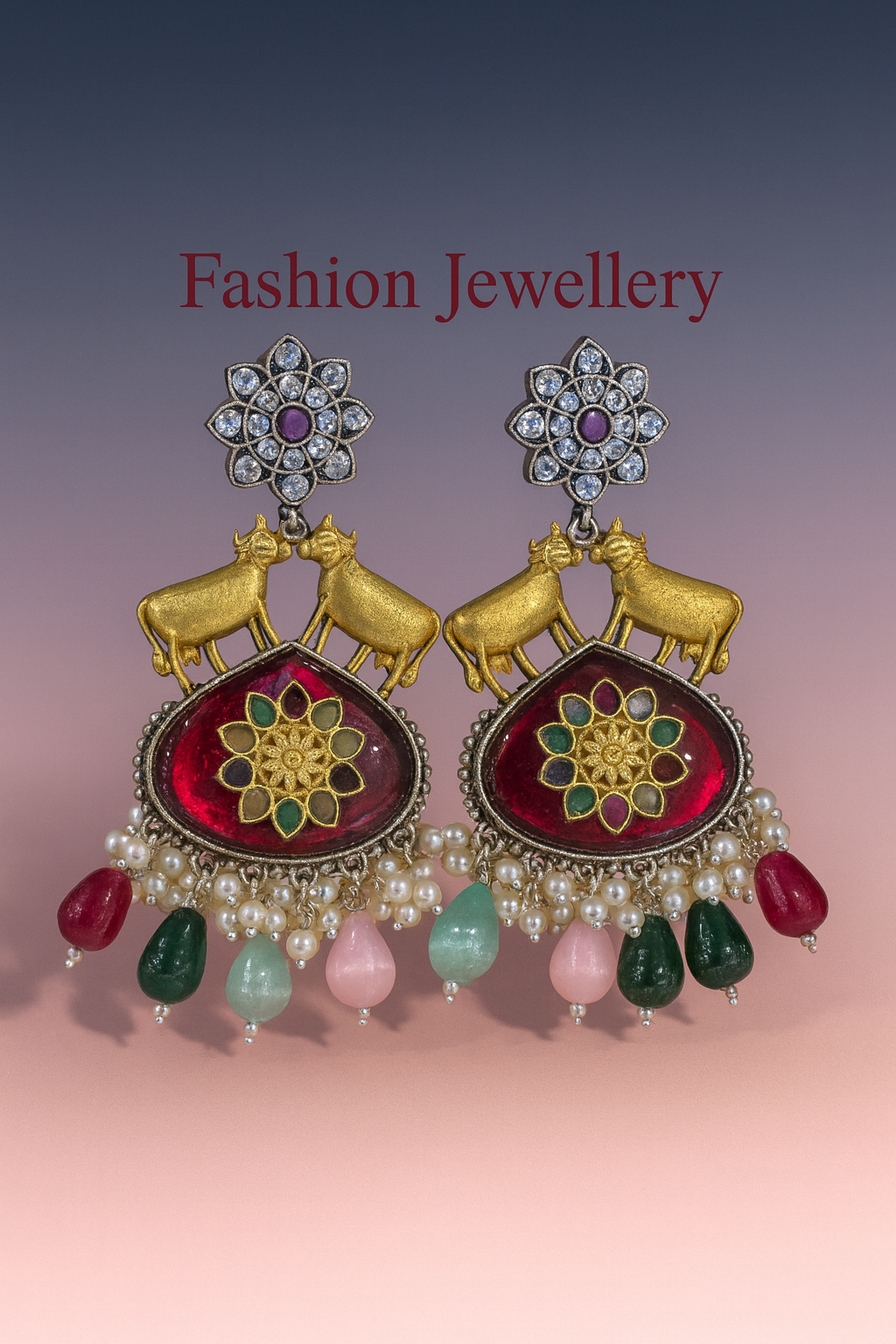 Midnight Royal Kundan Dangler Earrings