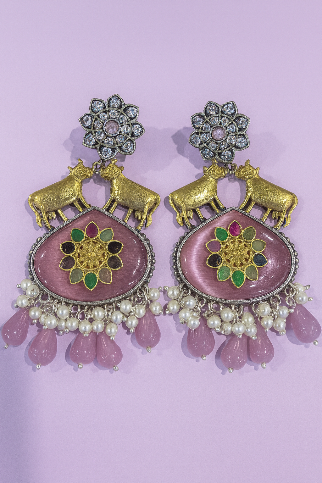 Midnight Royal Kundan Dangler Earrings