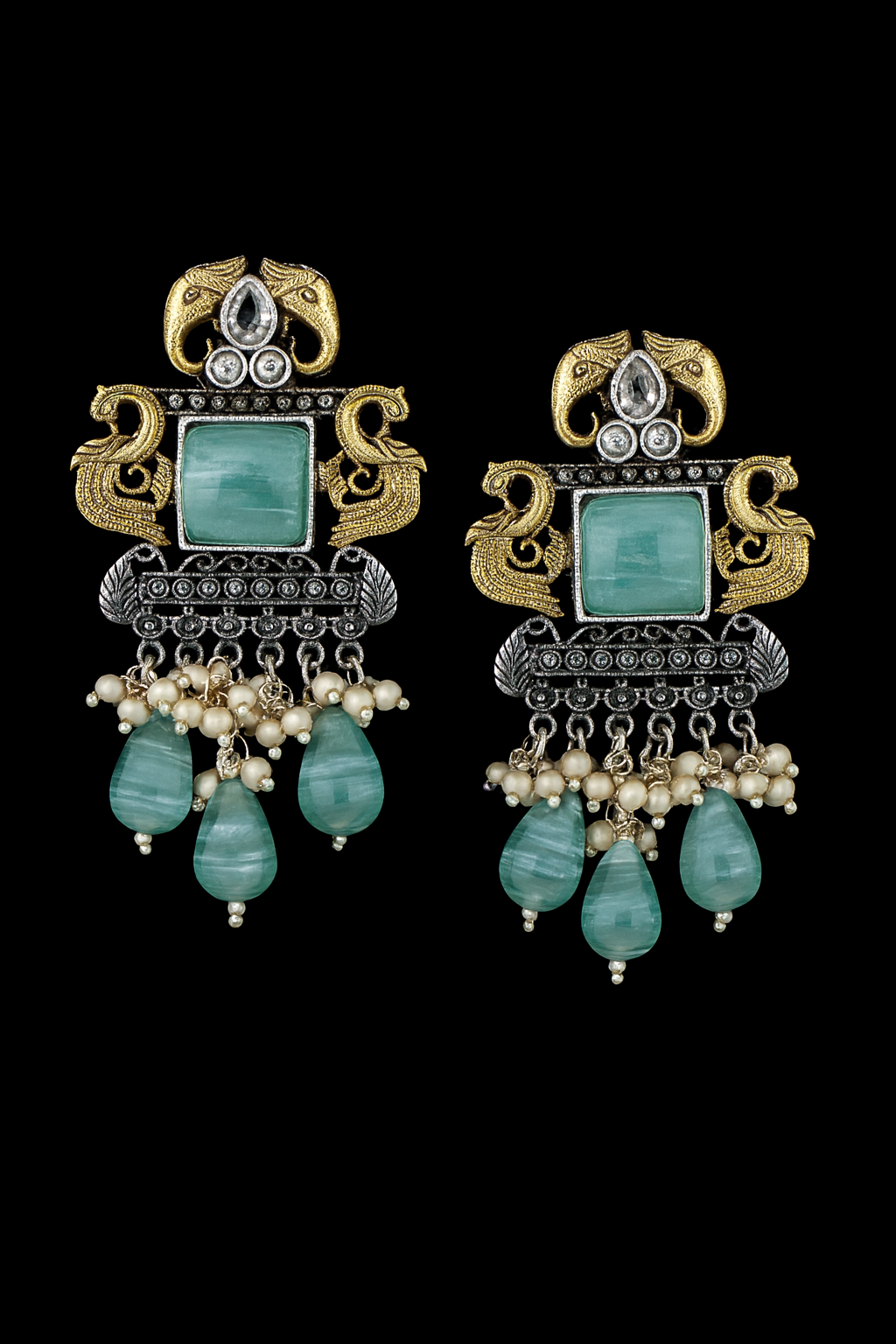 Royal Peacock Blue Dangle Earrings