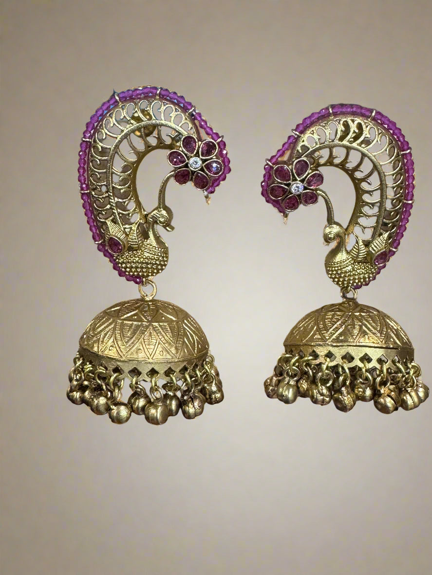 Regal Peacock Jhumka Earrings