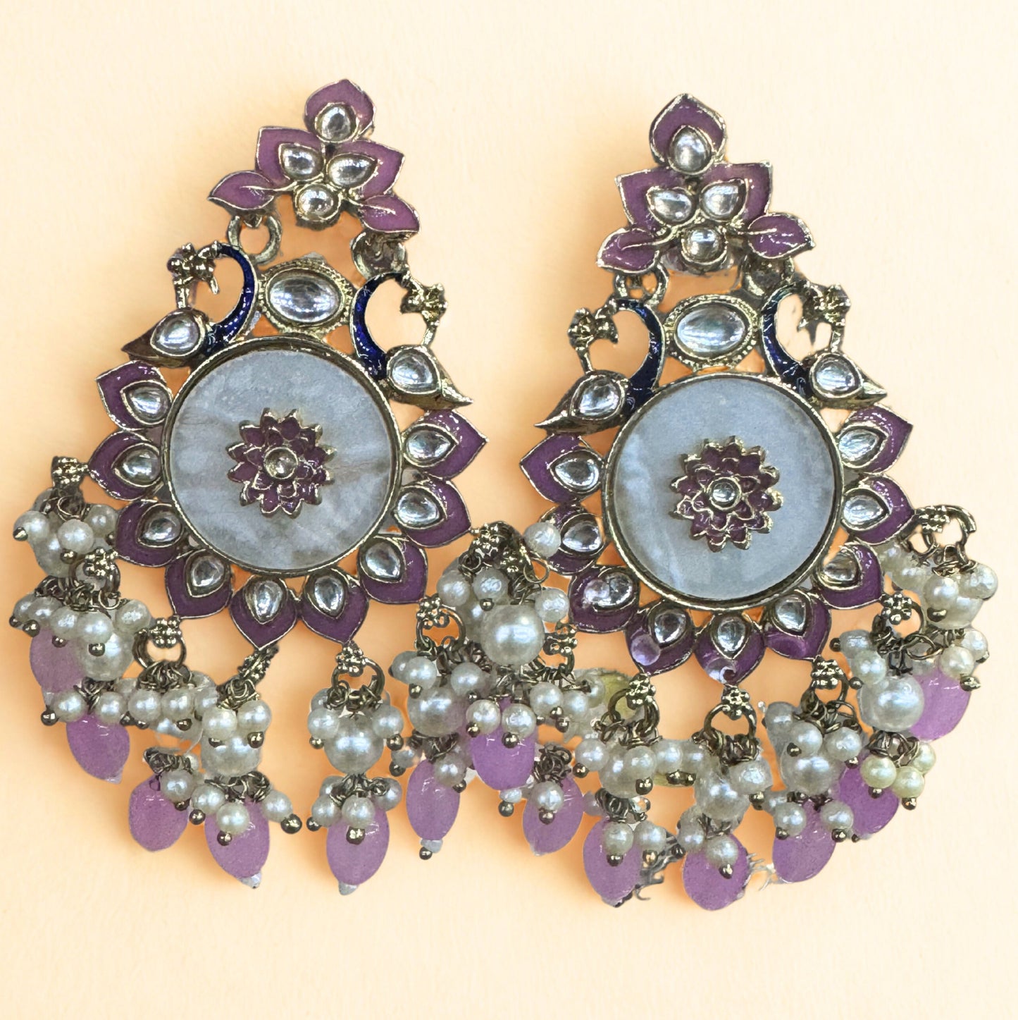 Pearl Bloom Kundan Drop Earrings