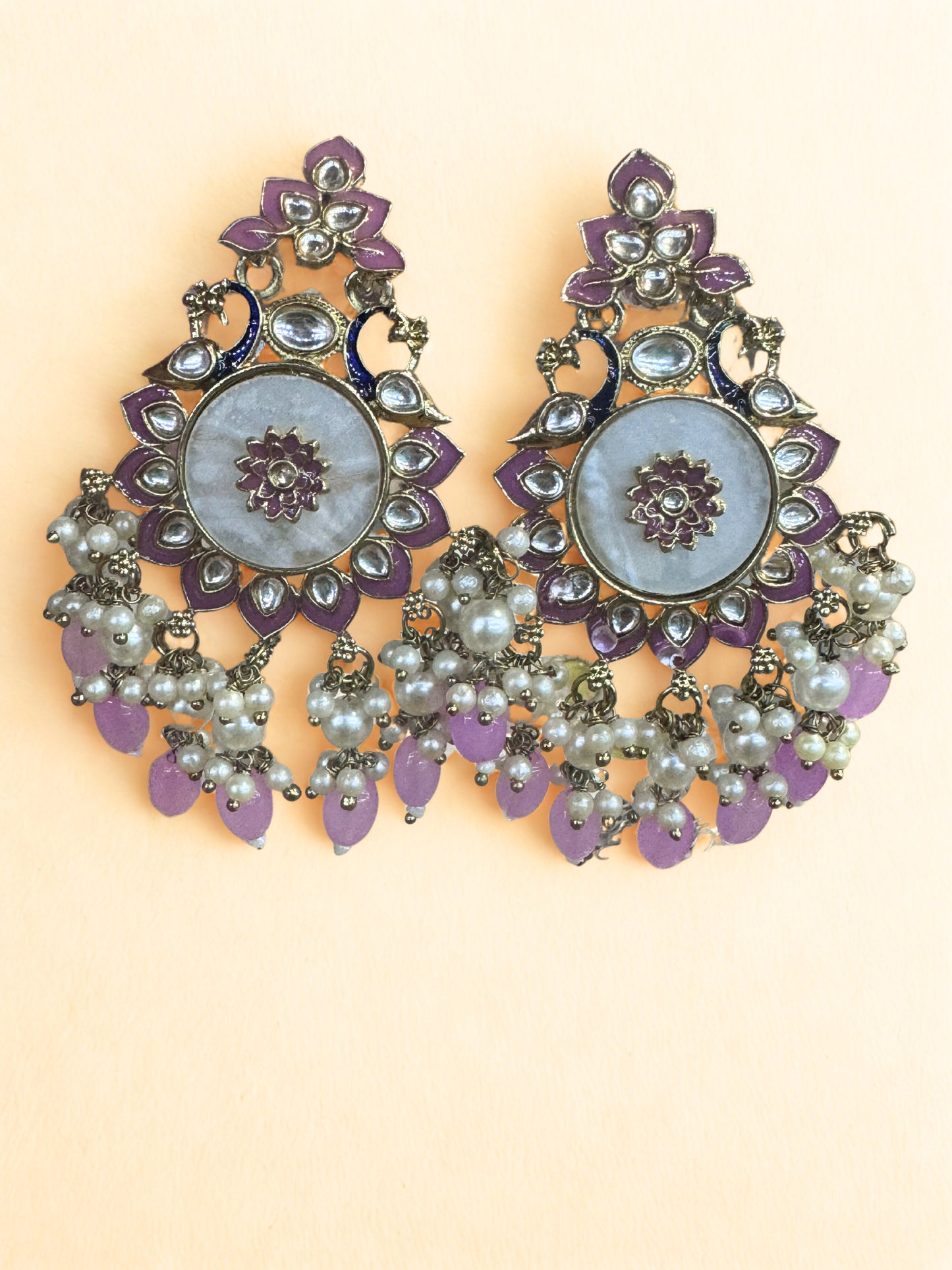 Pearl Bloom Kundan Drop Earrings