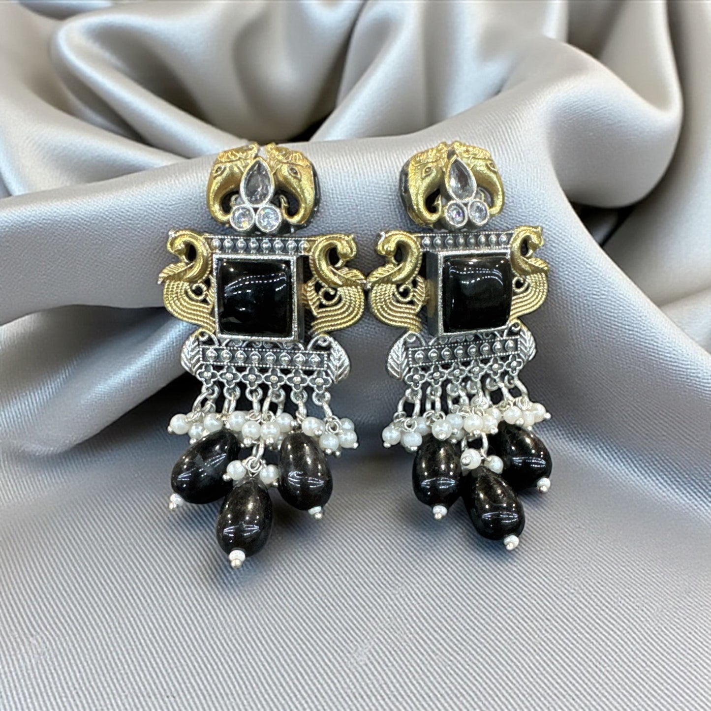 Royal Peacock Blue Dangle Earrings