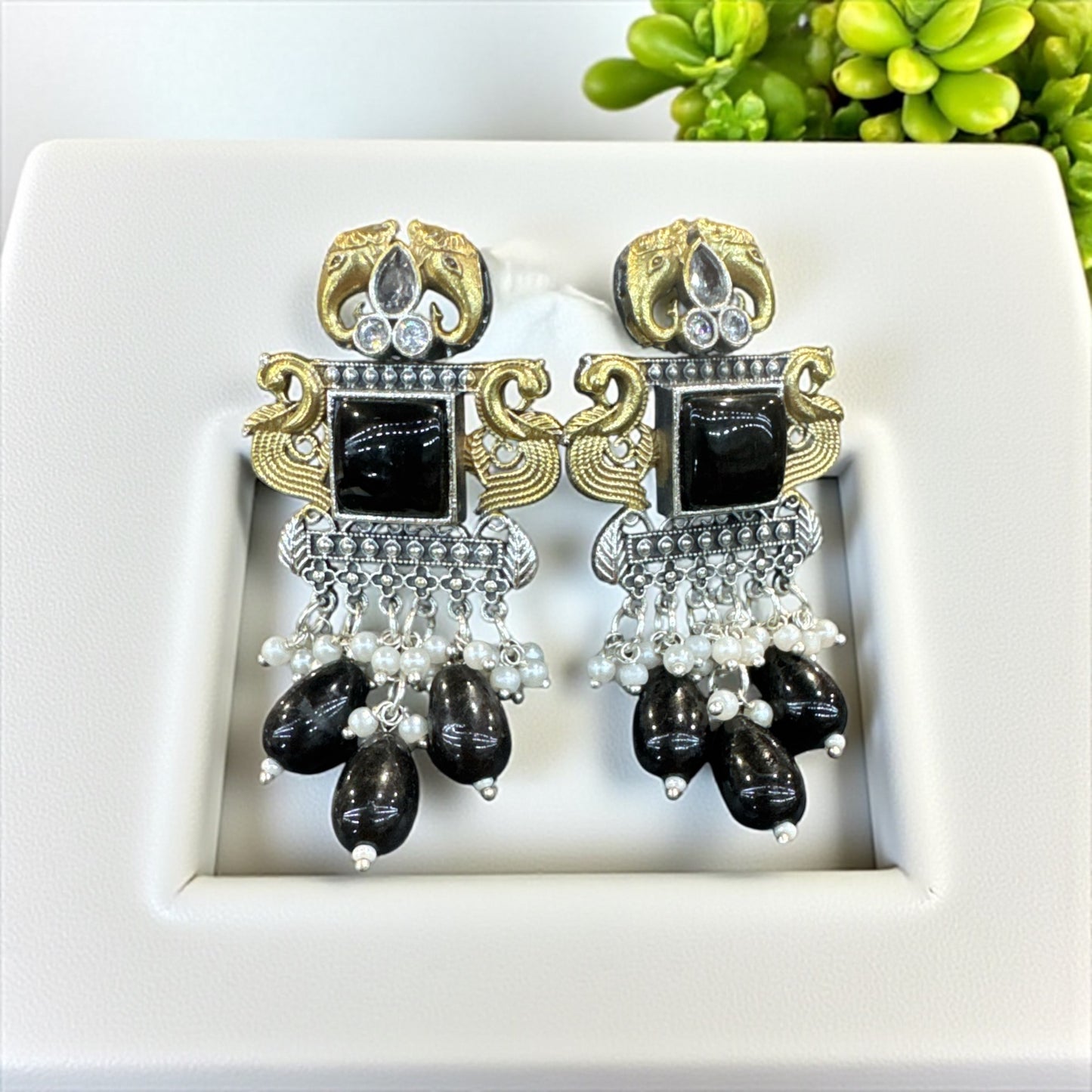 Royal Peacock Blue Dangle Earrings