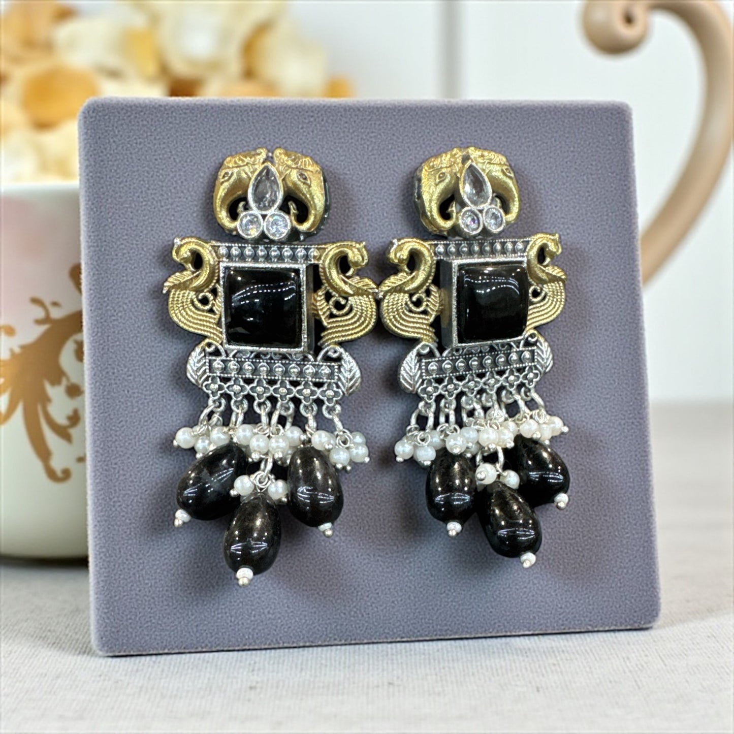 Royal Peacock Blue Dangle Earrings