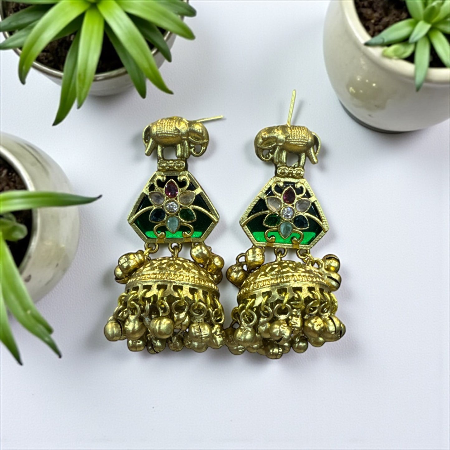Royal Elephant Jhumka Earrings