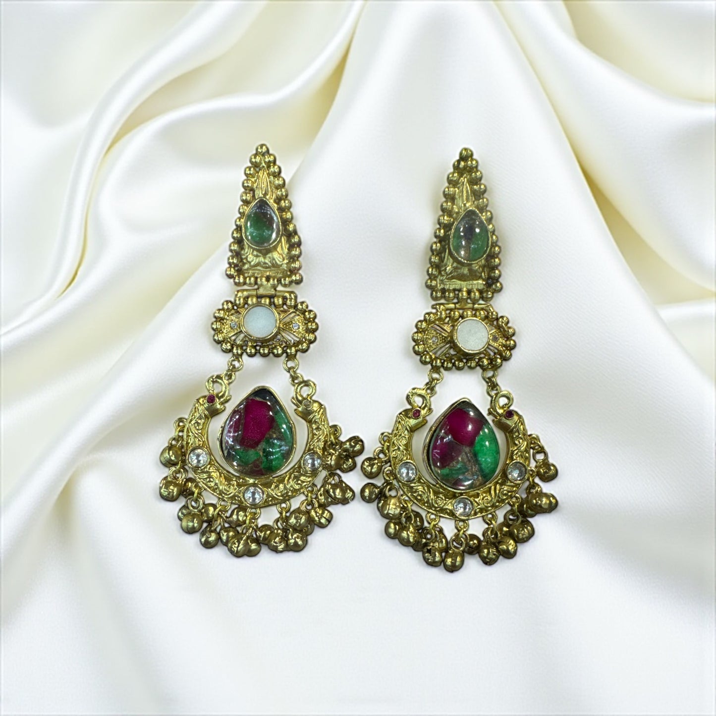 Regal Lotus Kundan long Earrings