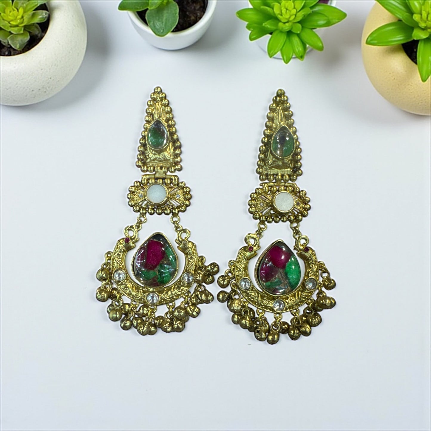 Regal Lotus Kundan long Earrings