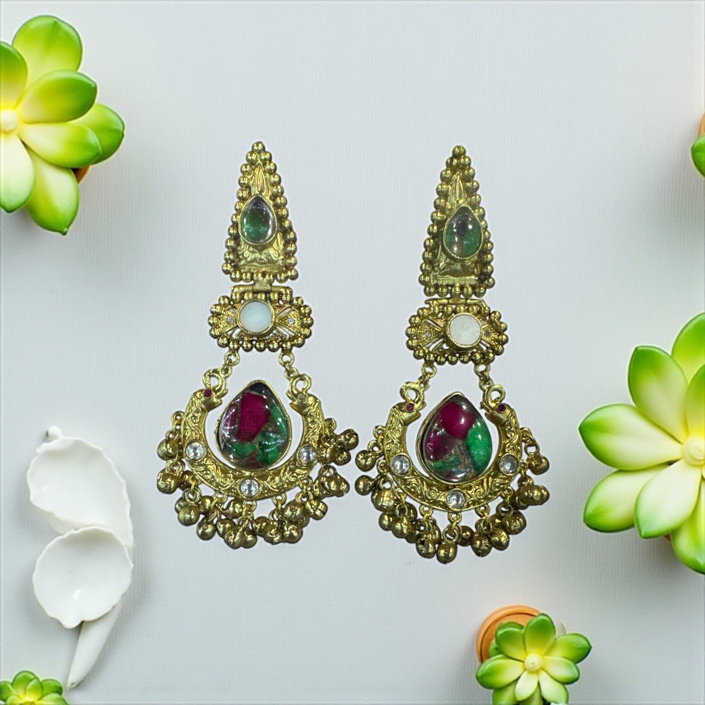 Regal Lotus Kundan long Earrings