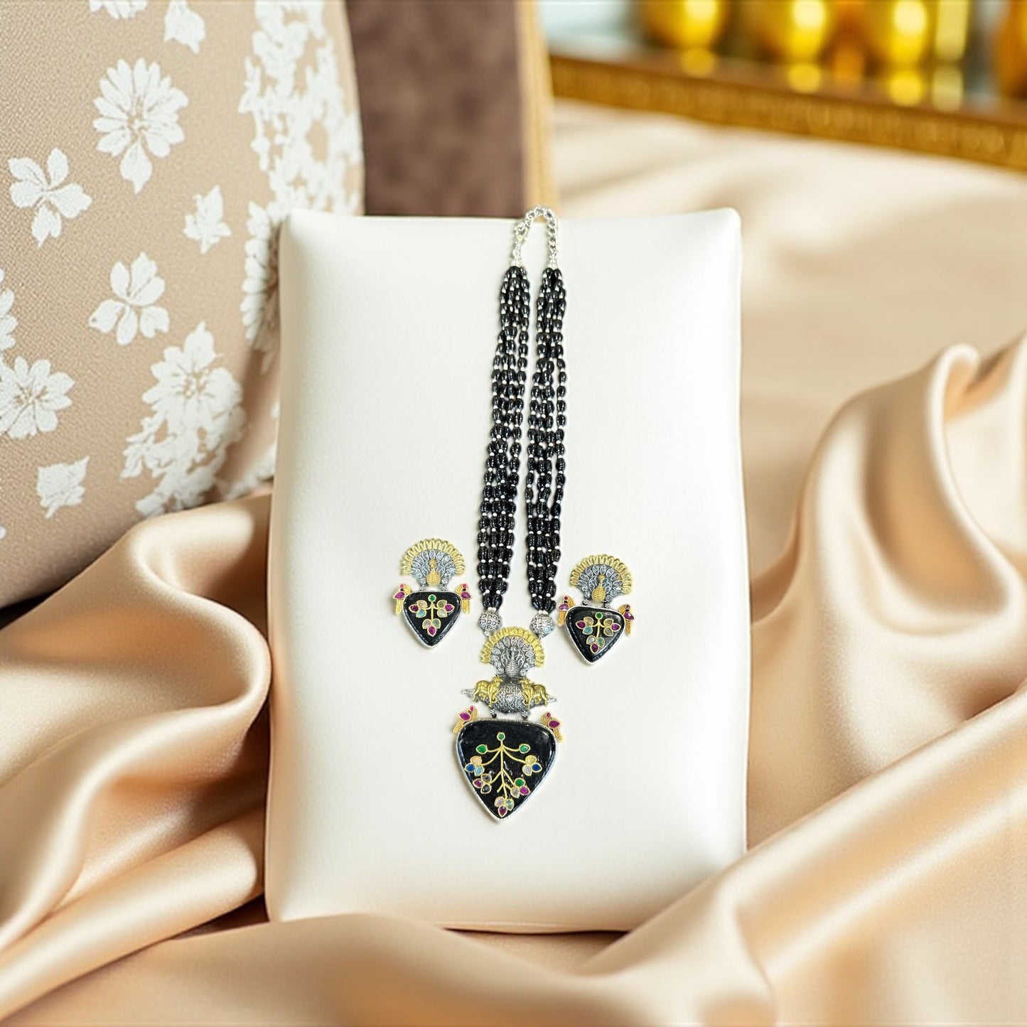 Black Onyx Royal Enamel Necklace Set