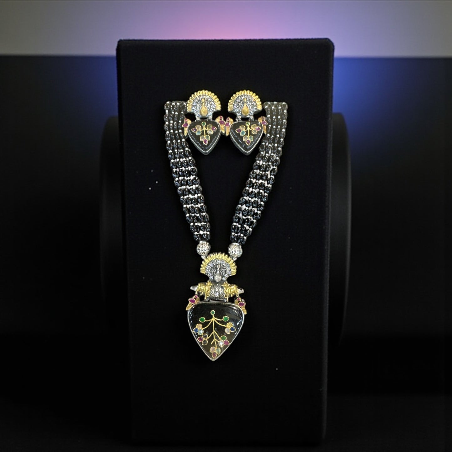 Black Onyx Royal Enamel Necklace Set