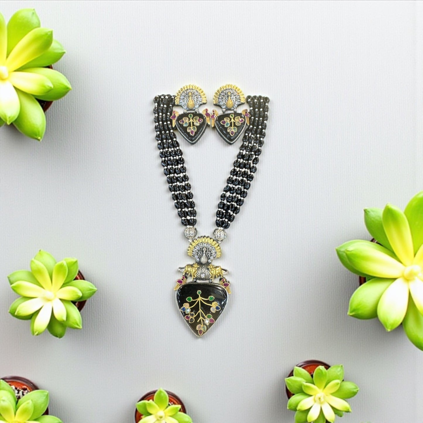 Black Onyx Royal Enamel Necklace Set