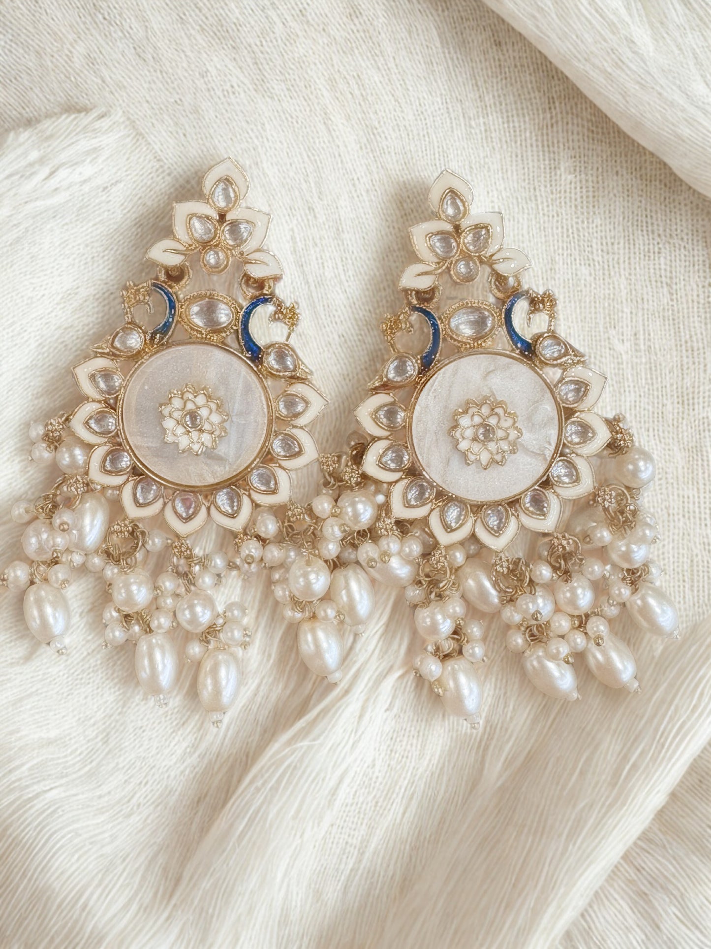 Pearl Bloom Kundan Drop Earrings