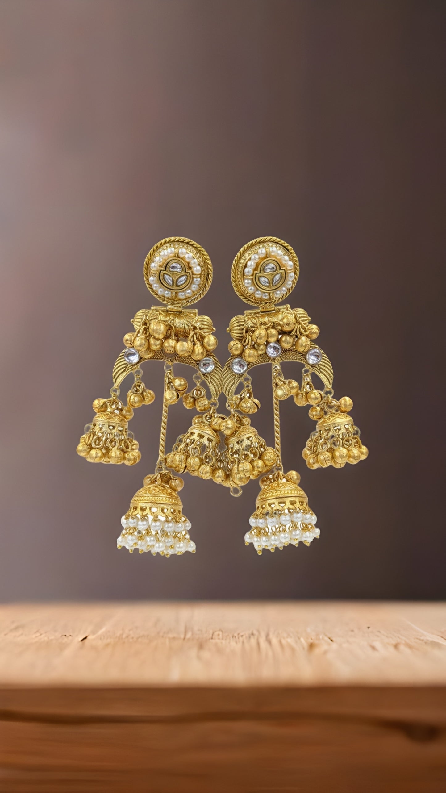 Royal Kundan Pearl Jhumka Earrings