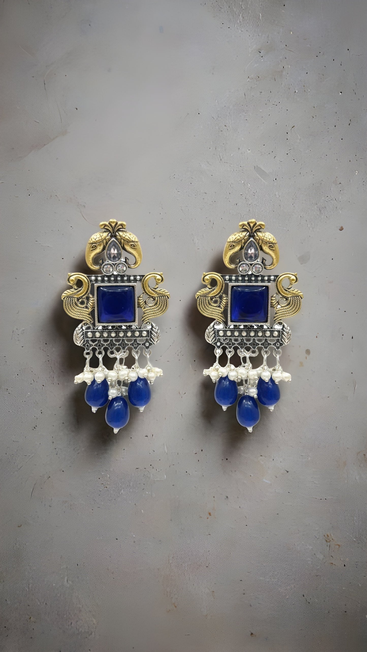 Royal Peacock Blue Dangle Earrings