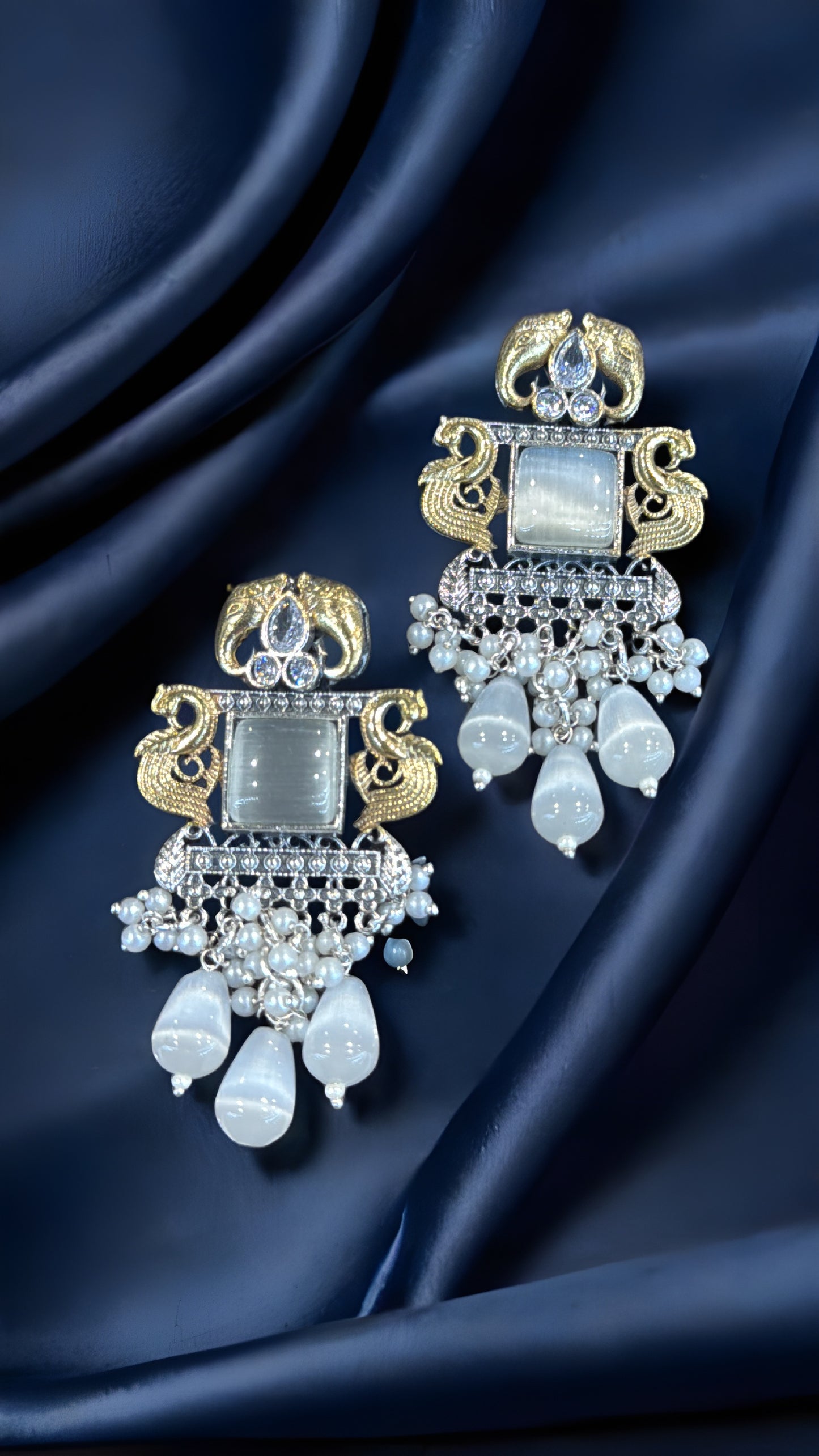 Royal Peacock Blue Dangle Earrings