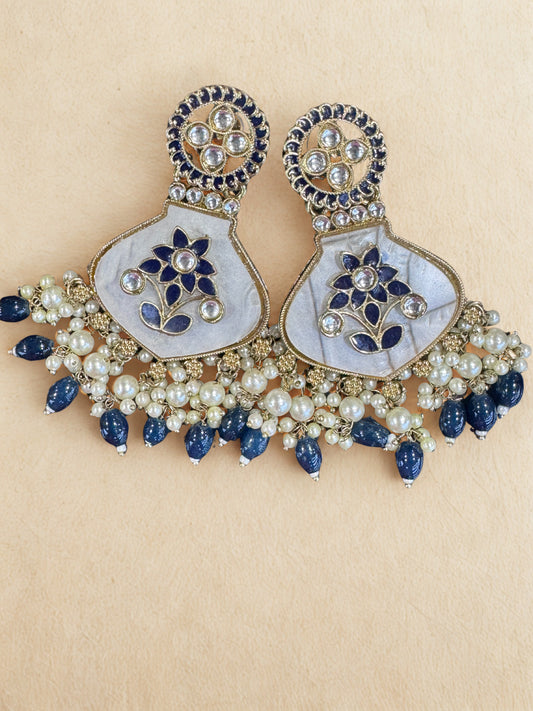 Pearl Bloom Kundan Drop Earrings