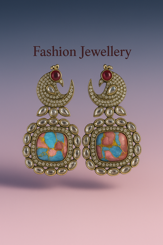 Royal Peacock Gemstone Earrings