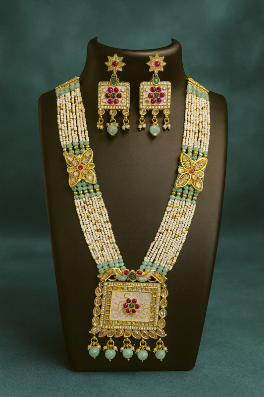 Majestic Meenakari Pearl Set**