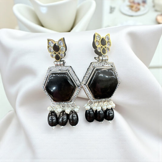 Emerald Glow Hexa Earrings