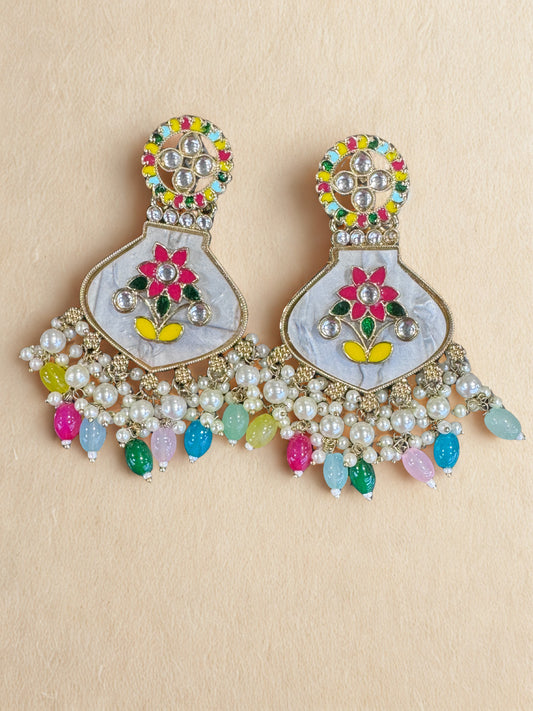 Royal Meenakari Pearl Drop Earrings